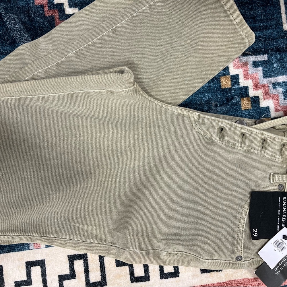 Banana Republic High rise slim tan soft denim pants premium size 29 NWT - Picture 10 of 14